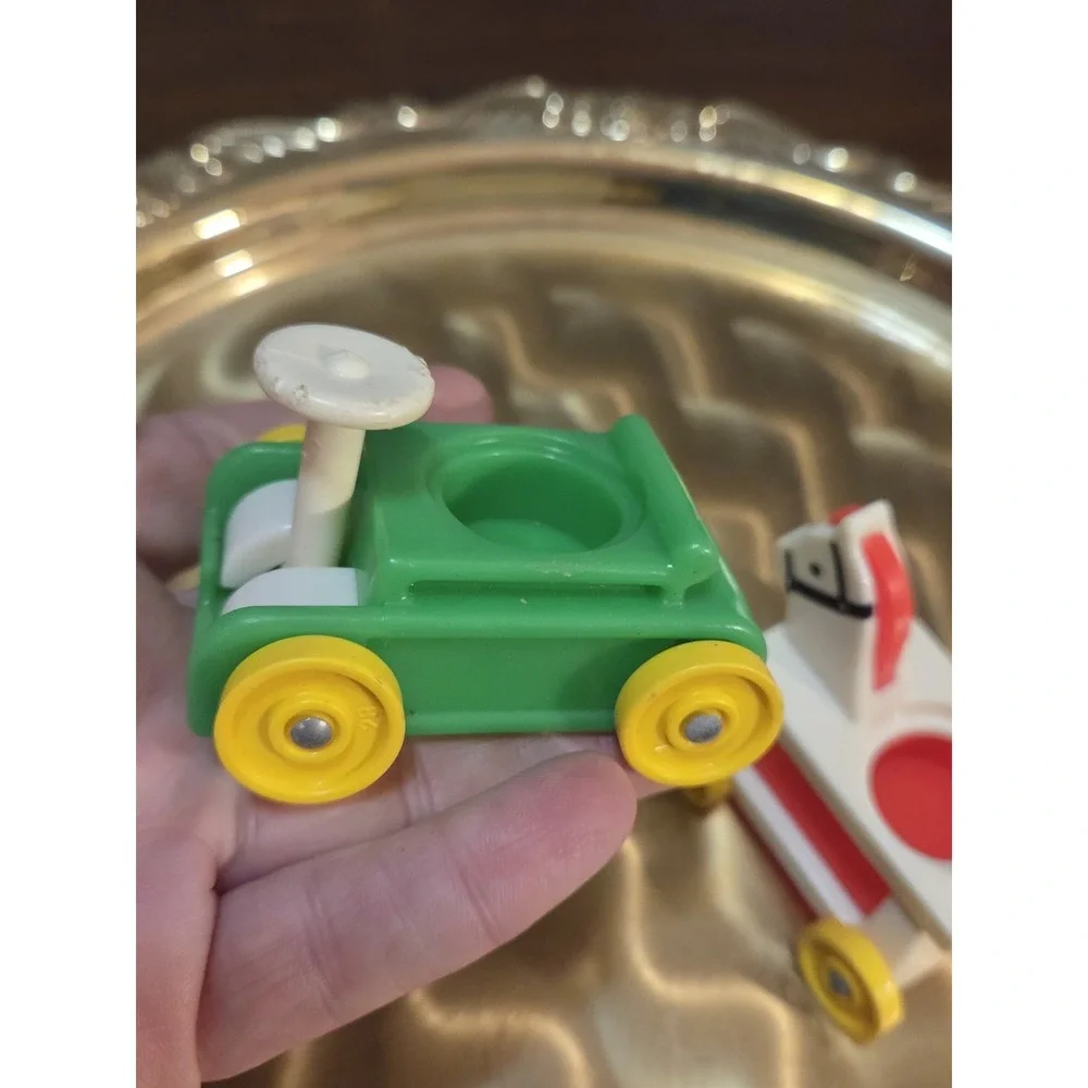 vintage Fisher-Price Little People Set Of Two, Horse And Car